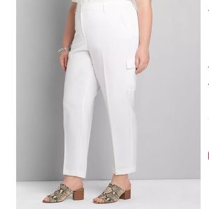 White dressy cargo pants. Size 18.